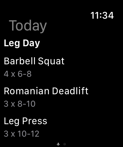 Apple Watch: today's workout and exercise list